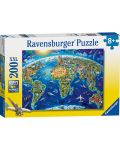 Παζλ Ravensburger 200 XXL κομμάτια - Παγκόσμιος Χάρτης με Αξιοθέατα - 1t