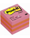 Αυτοκόλλητος κύβος  Post-it - Pink, 5.1 x 5.1 cm, 400 φύλλα - 1t