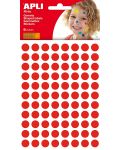 Αυτοκόλλητα χαρτάκια APLI - Κύκλοι, κόκκινοι, 10.5 mm, 528 τεμάχια - 1t