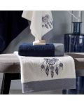 Οικογενειακό σετ μπουρνούζια και πετσέτες TAC - Dream, 6 μέρη, 100% βαμβάκι, λευκό/σκούρο μπλε - 2t