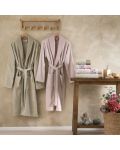 Οικογενειακό σετ μπουρνούζια και πετσέτες TAC - Tiffany, 6 μέρη, 100% βαμβάκι, ροζ/μπεζ - 1t