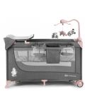 Πτυσσόμενο παρκοκρέβατο για μωρά KinderKraft - Joy Full,με αξεσουάρ, γκρι με ροζ - 2t