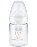 Μπιμπερό   με θηλή σιλικόνης Nuk First Choice - Έλεγχος θερμοκρασίας, PP, 150 ml, Καρδιές - 1t