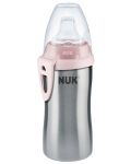 Μπιμπερό   με μύτη σιλικόνης Nuk - Active Cup, με θερμικό εφέ, 215 ml, ροζ - 1t