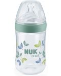 Μπουκάλι με θηλή σιλικόνης NUK for Nature -260 ml,μέγεθος Μ, πράσινο - 1t