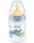 Μπιμπερό Nuk First Choice - Temperature control, με θηλή από καουτσούκ, 150 ml, μπλε, κροκόδειλοι - 1t