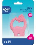 Μασητικό οδοντοφυΐας σιλικόνης Wee Baby - Zoo, δεινόσαυρος, ροζ - 2t