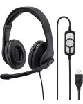 Ακουστικά με μικρόφωνο Hama - HS-USB300, μαύρα - 3t