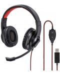 Ακουστικά με μικρόφωνο Hama - HS-USB400, μαύρα/κόκκινα - 3t