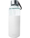 Γυάλινο μπουκάλι Nerthus - Λευκό, προστατευτικό σιλικόνης, 400 ml - 1t