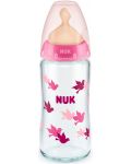 Γυάλινο μπιμπερό Nuk - First Choice, TC, 240 ml, ροζ - 1t