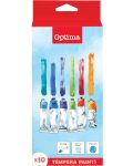 Tempera χρώματα Optima - 10 χρώματα, με πινέλο - 1t
