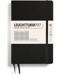 Σημειωματάριο Leuchtturm1917 Paperback - B6+, μαύρο, σελίδες με τετράγωνα, σκληρό εξώφυλλο - 1t