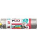 Σακούλες σκουπιδιών με κορδόνια viGO! - Premium #1, 60 l, 10 τεμάχια, ασημί - 1t
