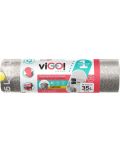 Σακούλες σκουπιδιών με κορδόνια viGO! - Premium #1, 35 l, 15 τεμάχια, ασημί - 1t