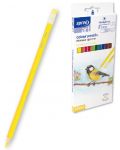Χρωματιστά μολύβια SpreeArt - Εξάγωνο, Ø 2,65 mm, 12 χρώματα με γόμα - 1t