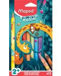 Χρωματιστά μολύβια Maped Jungle Fever - Jumbo, 12 χρώματα - 1t