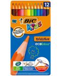 Έγχρωμα μολύβια BIC Kids - Evolution, 12 χρώματα, μεταλλικό κουτί - 1t