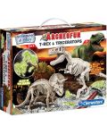 Σετ Clementoni Science & Play - Φωτεινοί σκελετοί T-Rex και Triceratops - 1t