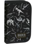 Κασετίνα με σχολικά είδη Derform BackUp - Black dinosaurs, 1 φερμουάρ - 1t