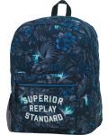 Σχολική τσάντα Replay - Μπλε με λουλούδια, με δύο θήκες - 1t