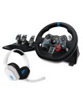 Τιμόνι με πεντάλ και ακουστικά  Logitech - G29 Driving Force, Astro A10, PS5/PS4, λευκό - 1t