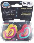 Πιπίλες Canpol Light touch -Neon love, 18+ μηνών, 2 τεμάχια, ροζ - 8t
