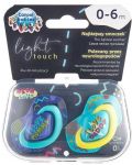 Πιπίλες Canpol Light touch -Neon love,0-6 μηνών, 2 τεμάχια, μπλε - 8t