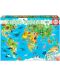 Παζλ Educa 150 κομμάτια - Παγκόσμιος χάρτης με ζώα - 1t