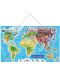 Ξύλινο παζλ με μαγνητικά κομμάτια Woody - Παγκόσμιος χάρτης, 2 σε 1 - 1t