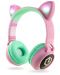 Παιδικά ακουστικά PowerLocus - Buddy Ears, ασύρματα, ροζ/πράσινα - 1t