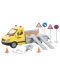 Σετ παιχνιδιού Raya Toys -Φορτηγό  City Maintenance, Με οδικές πινακίδες, ήχους και φώτα, κίτρινο - 1t