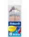 Σετ με στρογγυλά και επίπεδα πινέλα  ζωγραφικής Pelikan Starter - 10 τεμάχια - 1t
