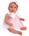 Κούκλα μώρο Asi - Λέγια, με ροζ φόρεμα με άσπρα αστεράκια, 46 εκ - 1t