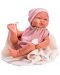 Κούκλα μωρό Asi Dolls -Η Μαρία, με ροζ κορμάκι και μπεζ κουβέρτα, 43 cm - 1t