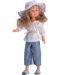 Κούκλα Asi - Σίλια, με τζιν παντελόνι και καλοκαιρινό καπέλο, 30 εκ - 1t