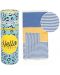Πετσέτα θαλάσσης σε κουτί Hello Towels - Palermo, 100 х 180 cm,100% βαμβάκι, μπλε-κίτρινο - 1t