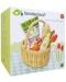 Ψάθινο καλάθι αγορών Tender Leaf Toys - Με προϊόντα και λουλούδια - 4t