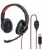 Ακουστικά με μικρόφωνο Hama - HS-USB400, μαύρα/κόκκινα - 3t