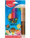 Χρωματιστά μολύβια Maped Color Peps - 12 χρώματα, με 3 μολύβια με δύο μύτες - 1t